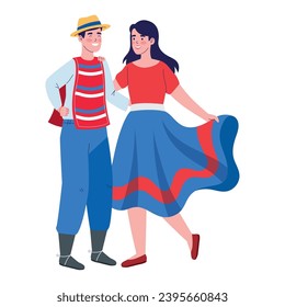 chile cueca dancers illustration vector