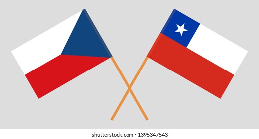 Chile and Czech Republic. The Chilean and Czech flags. Official colors. Correct proportion. Vector illustration