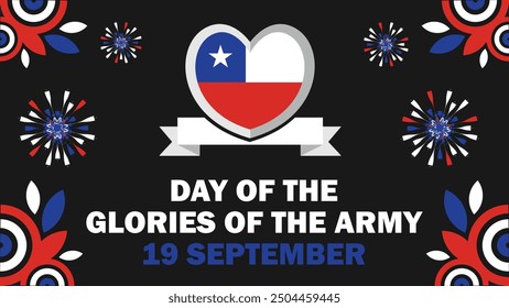 Chile Día de las glorias del Vector del Ejército Diseño de Anuncio con Formas geométricas y colores vibrantes sobre un fondo Horizontal.