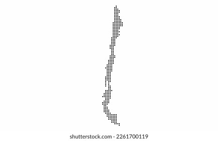 Chile dotted map with grunge texture in dot style. Abstract vector illustration of a country map with halftone effect for infographic. 