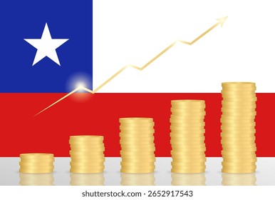 Chile Economy. Flag of Chile with Financial Graph. Stock Market Investment Concept. Vector Illustration.  