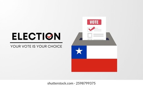  Chile election 2025 concept, democracy, flag. Vector icon illustration