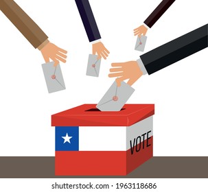 Chile Elections Vote Box Vector Work. People voting.