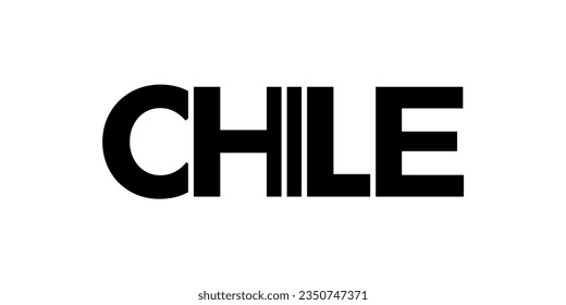 Chile emblem for print and web. Design features geometric style, vector illustration with bold typography in modern font. Graphic slogan lettering isolated on white background.