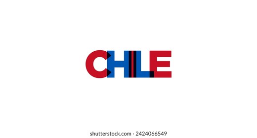 Chile emblem for print and web. Design features geometric style, vector illustration with bold typography in modern font. Graphic slogan lettering isolated on white background.