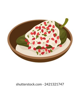 Chile en Nogada Mexican food vector illustration