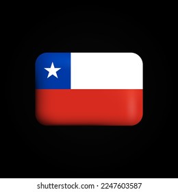 Chile Flag 3D Icon. National Flag of Chile. Vector illustration