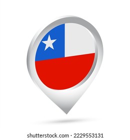 Chile flag 3d pin icon. Vector illustration.
