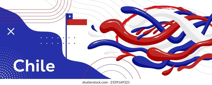 Chile flag and abstract liquid illustration, Chileans celebration template banner. National poster for sport team