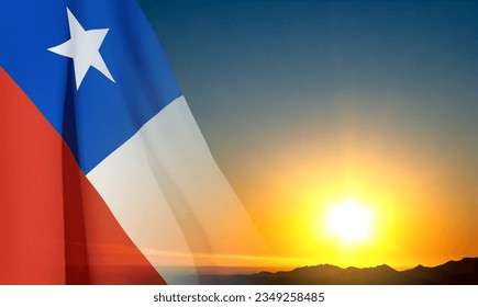 Chile flag against the sunset. EPS10 vector