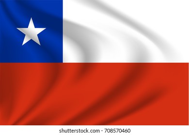 Chile flag background with cloth texture.  Chile flag vector illustration.