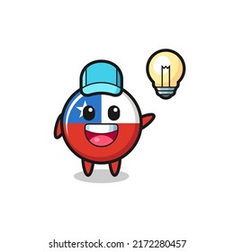 Chile Flag Badge Character Cartoon Getting The Idea , Cute Style Design For T Shirt, Sticker, Logo Element