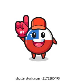 chile flag badge illustration cartoon with number 1 fans glove , cute style design for t shirt, sticker, logo element