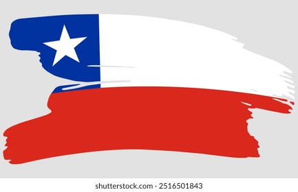 A bandeira do Chile pinta de pincel. Bandeira do Chile Grunge. Conceito de pincel emblema do Chile