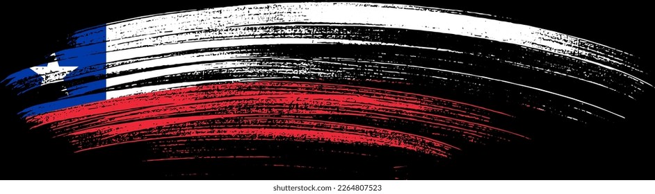 Bandera de Chile con pintura de pincel texturada aislada en png o fondo transparente