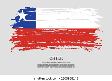 Chile flag with brush stroke effect and information text poster, vector background