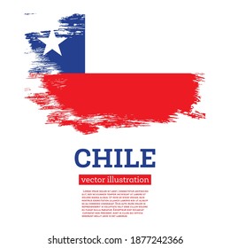 Chile Flag with Brush Strokes. Vector Illustration. Independence Day.