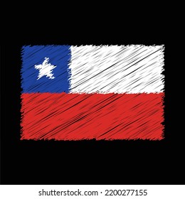 Chile flag with chalk effect vector graphics