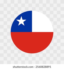 Chile flag - circle vector flag isolated on checkerboard transparent background