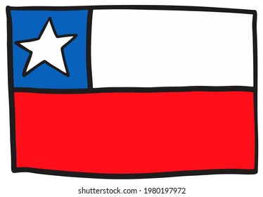 Chile flag Doodle Hand drawing sketch simple vector illustration 