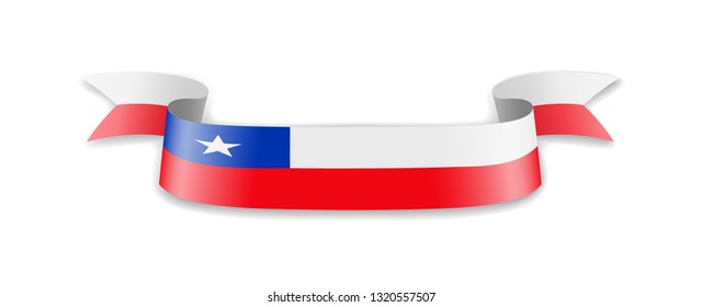 Chile flag in the form of wave ribbon. Vector illustration.