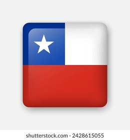 Chile flag glass icon. Square vector element with shadow. Best for mobile apps, UI and web design.