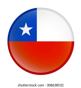 Chile flag Glossy Button - Vector