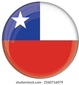 Chile flag with glossy rounded button for football team and national emblem