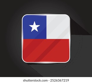Chile flag glossy square icon illustration 