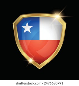 Chile Flag Golden Shield Logo