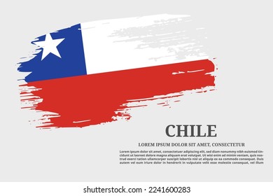 Chile flag grunge brush and text poster, vector