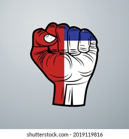 Chile Flag with Hand Design isolated on white background. Vector illustration