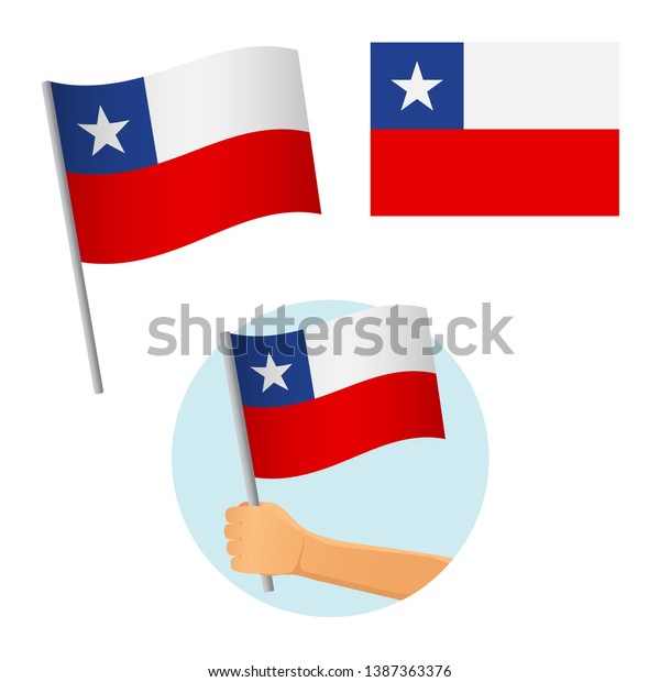 Chile flag in hand. Patriotic background.\
National flag of Chile vector\
illustration