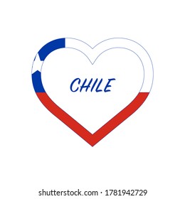 Chile flag in heart. I love my country. sign. Stock vector illustration isolated on white background.