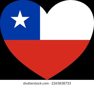 Chile-Flagge in Herzform einzeln auf transparentem Hintergrund