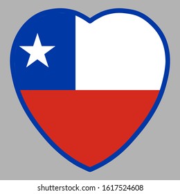 Chile Flag In Heart Shape Vector illustration Eps 10