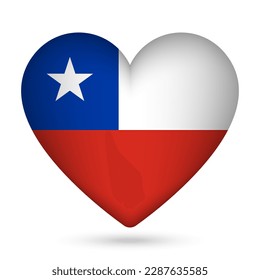 Chile flag in heart shape. Vector illustration.