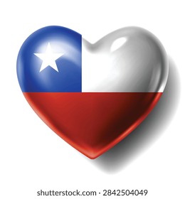 CHILE Flag Heart Shape Vector, Love CHILE National Symbol Design