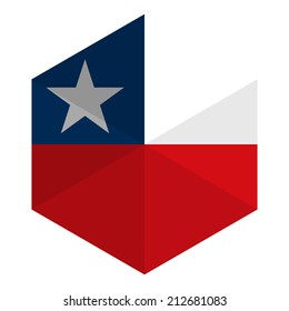 Chile Flag Hexagon Flat Icon Button