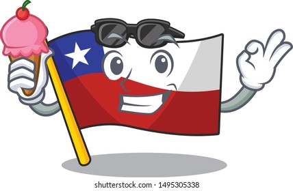 Chile flag with ice cream isolated cartoon character shape