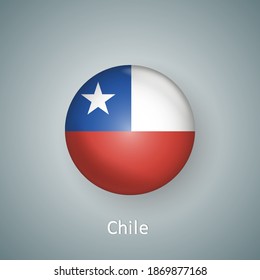 Chile flag icon circle 3d gradient isolated