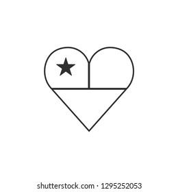 Chile flag icon in a heart shape in black outline flat design. Independence day or National day holiday concept.