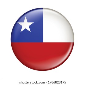 Chile flag icon isolated on white background. Chile flag. Flag icon glossy.