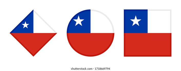 chile flag icon set, isolated on white background