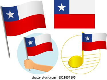 Chile flag icon set. National flag of Chile vector illustration