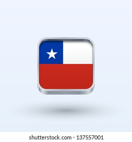 Chile flag icon square form on gray background. Vector illustration.