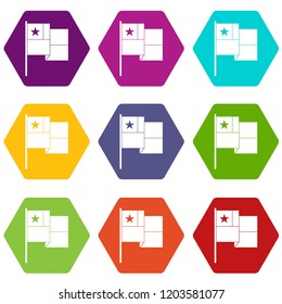 Chile flag icons 9 set coloful isolated on white for web