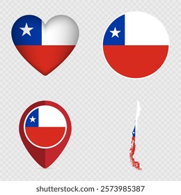 Chile Flag Icons Pack. Vector illustration.