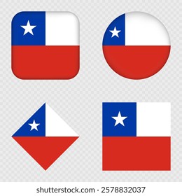 Chile Flag Icons Pack. Vector illustration.