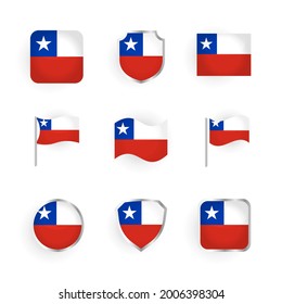 Chile Flaggensymbole Set Stilvolles Design
